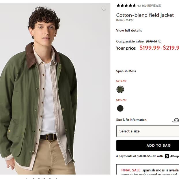 새제품 제이크루 필드자켓 