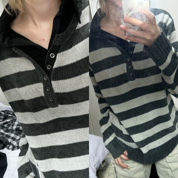 스트라이프 그런지 니트