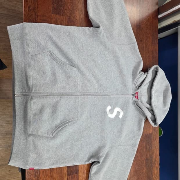 슈프림 23fw S로고 집업 후드 헤더 그레이 XL