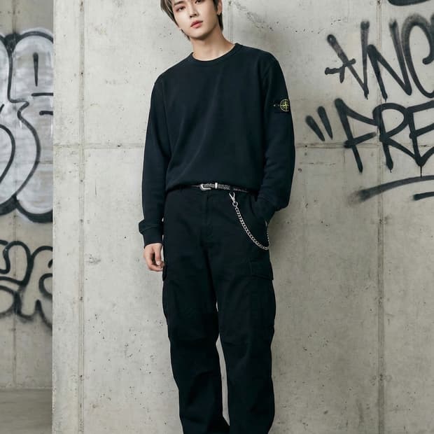 스톤아일랜드 블랙 기모 맨투맨_XL