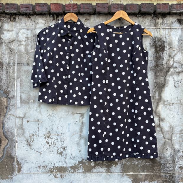 Courreges 꾸레쥬 도트 땡땡이 원피스 셋업
