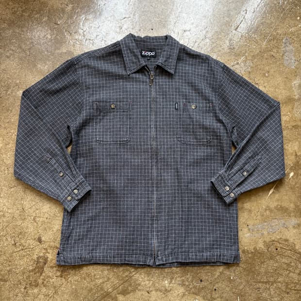 90s Zippo 체크 코튼 집업 재킷