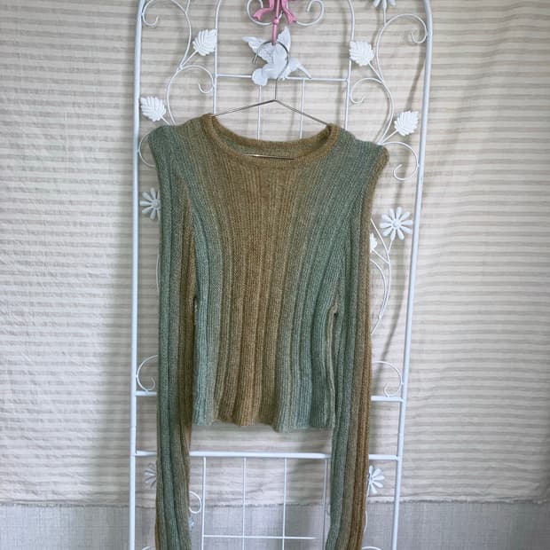 빈티지 베이지 민트 그라데이션 니트 y2k 스트릿 갸루 펑키471