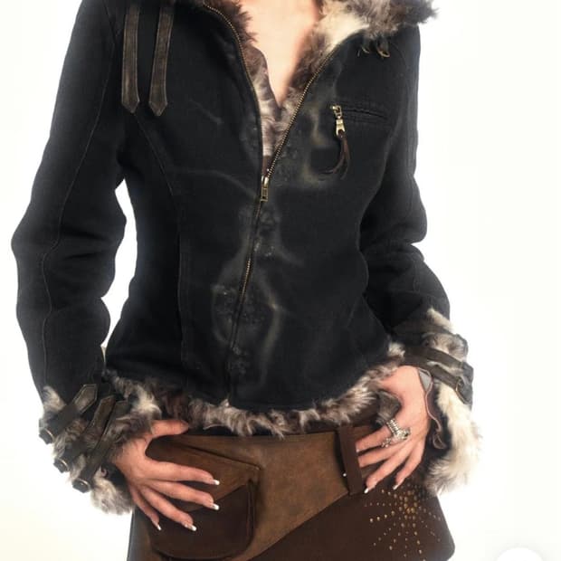 퍼 데님 자켓 (flowers birds marke)