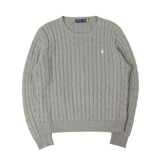 폴로 랄프로렌 QR 그레이 라운드 케이블 니트