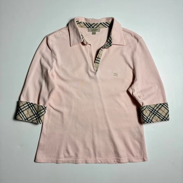버버리 00's 노바 체크 7부 카라 롱 슬리브 R3156