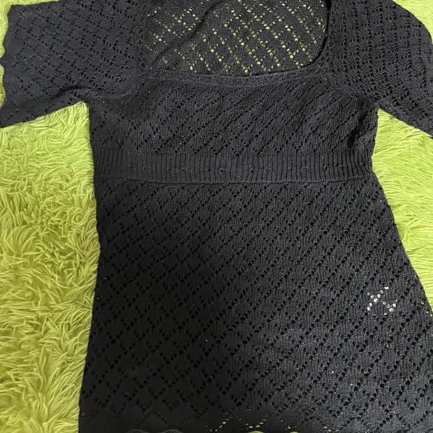 일본 빈티지 스퀘어넥 반팔 니트