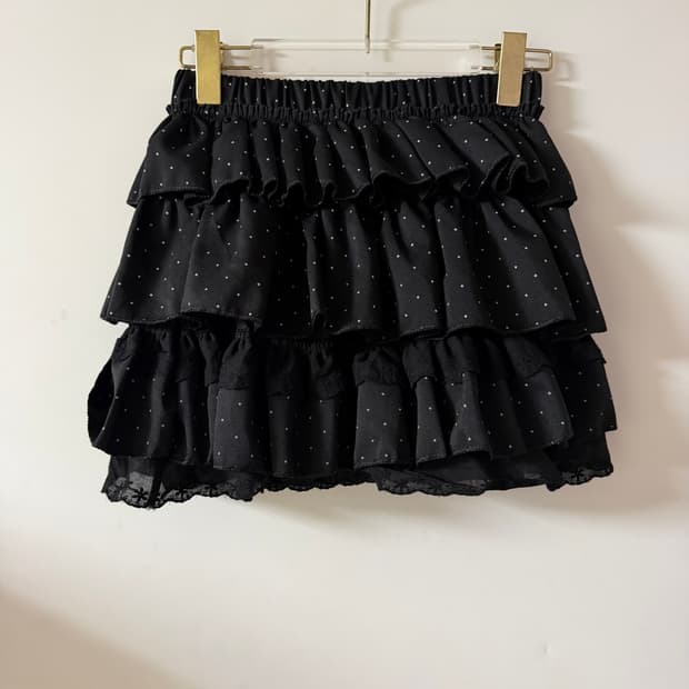 새상품 여자 도트 레이스 캉캉 스커트 (블랙)