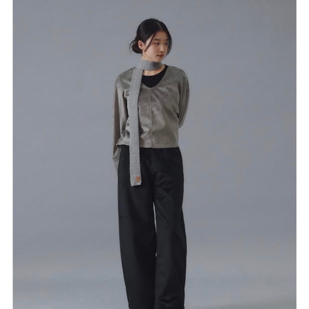 유제(yuje) 퍼 풀오버 그레이