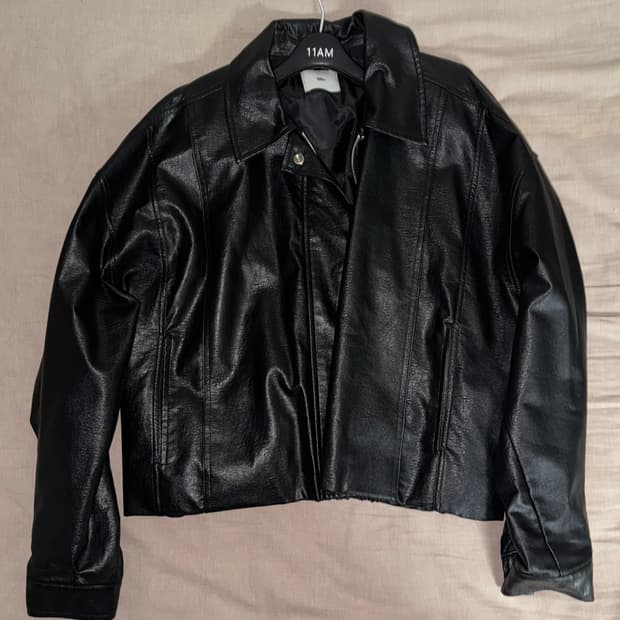 블랙 레더 자켓