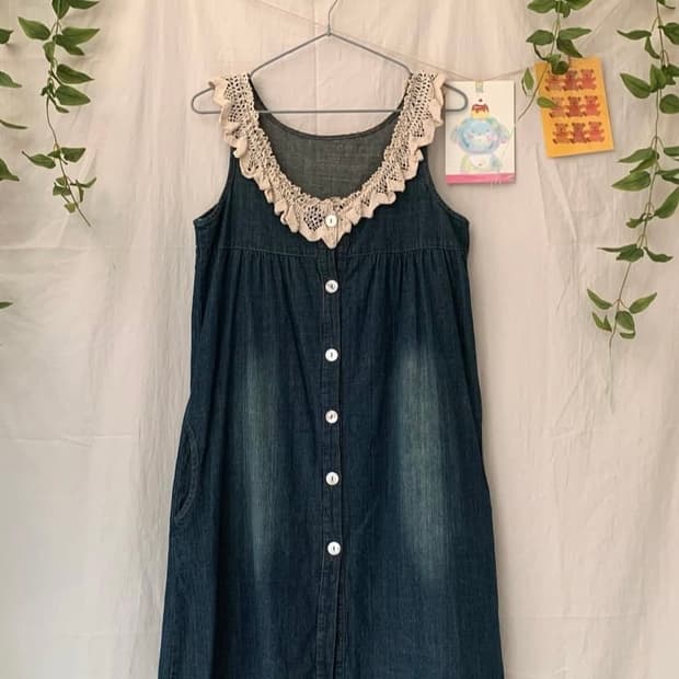 모리 크로쉐 데님 원피스