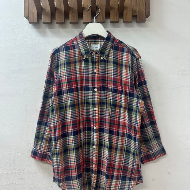 일본빈티지 빔즈 BEAMS 마드라스 체크 버튼다운 셔츠