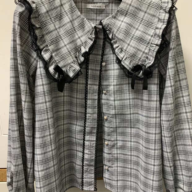 noemie 체크 블라우스 갸루 양산형 리즈리사 빈티지