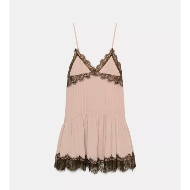 (1회착용)ZARA 자라 레이스 콤비 숏 원피스