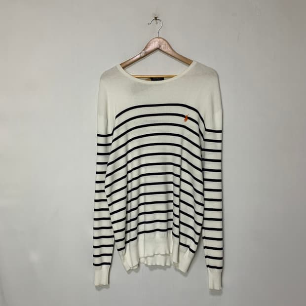 폴로 스트라이프 롱슬리브 긴팔 니트 L 빈티지 남녀공용