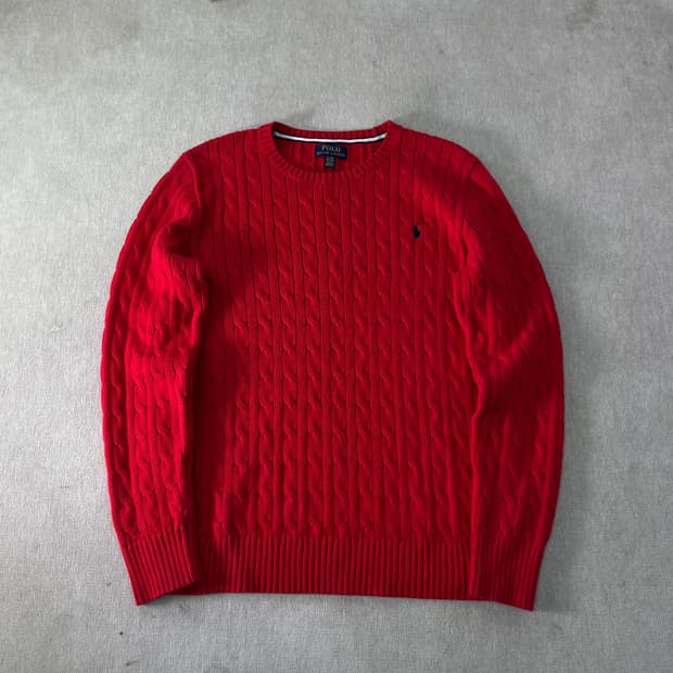 95 폴로랄프로렌 꽈배기 레드 니트