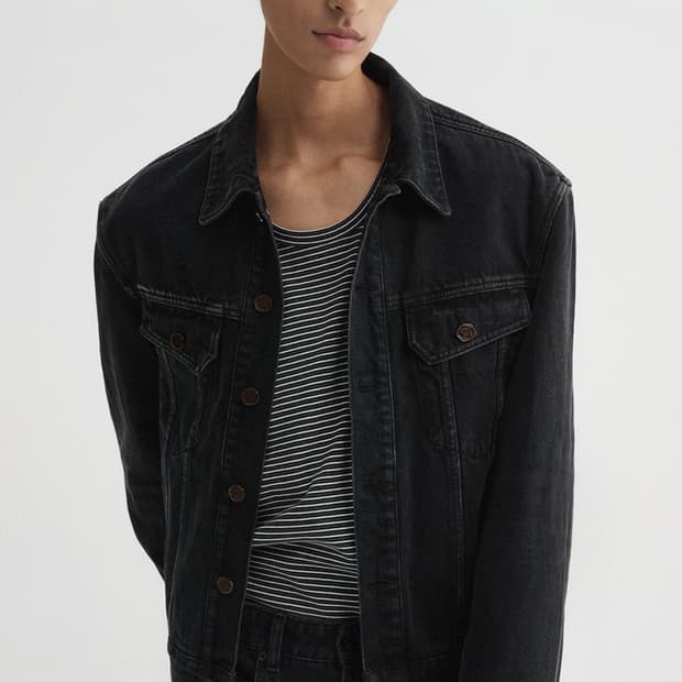 Dnsr 레가시 데님 자켓 블랙 워시드