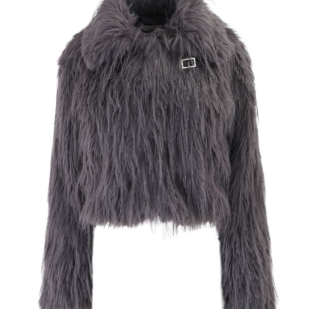 새상품) 킴서울 플러피 롱 헤어 퍼 자켓