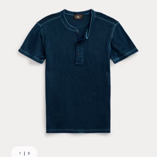 Rrl 더블알엘 와플 니트 숏 슬리브 헨리 셔츠