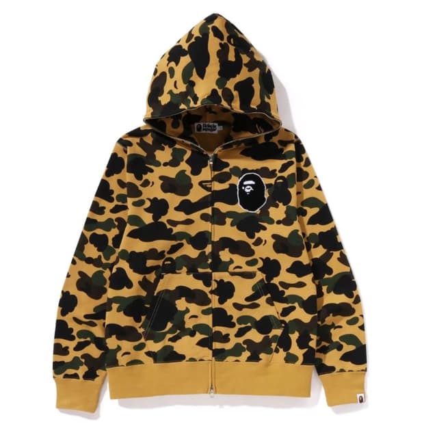 Bape 1st camo full zip hoodie yellow