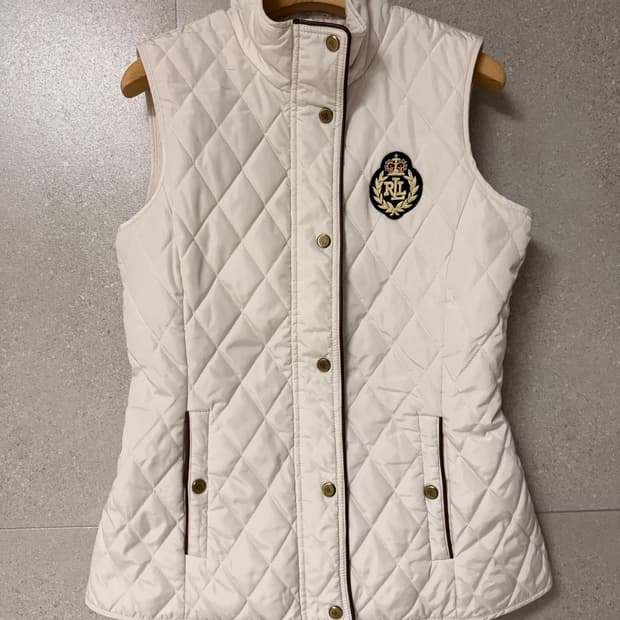 랄프로렌 화이트 아이보리 패딩 조끼 경량 퀼팅 55