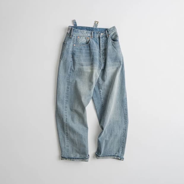 비헤비어 523L selvedge denim pants bleached