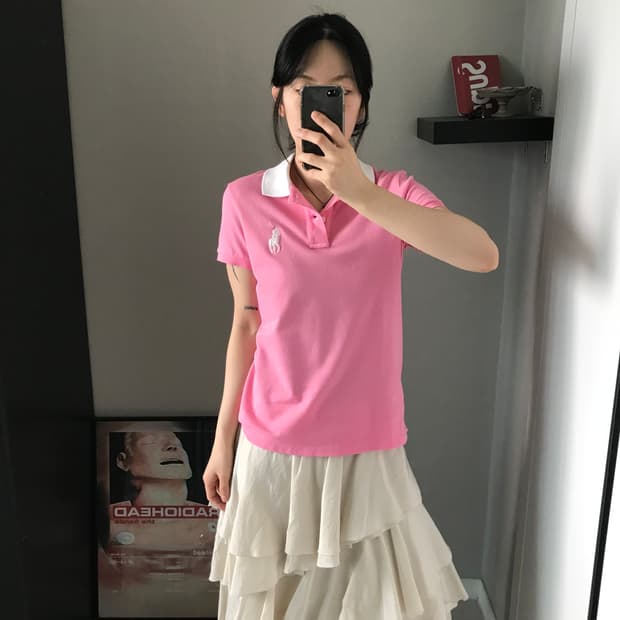 폴로 랄프로렌 여성라인 빅포니로고 핑크 카라티