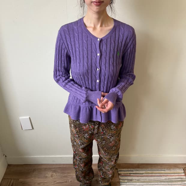 폴로랄프로렌 라벤더 케이블 가디건