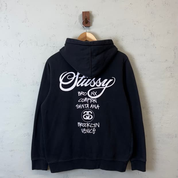 스투시 빈티지 월드투어 후드집업 블랙