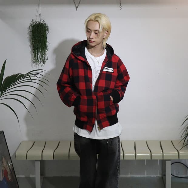 STUSSY Bufflo Check Hooded Zip Jacket