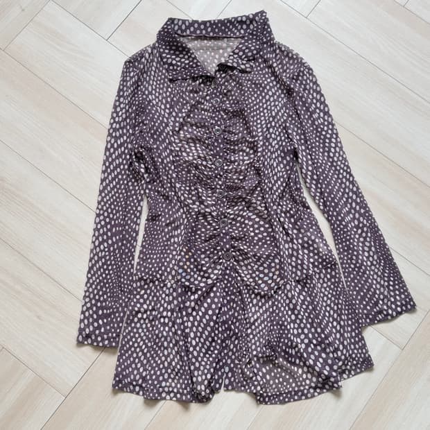 [EIGER WAND] dot pattern shirring dress