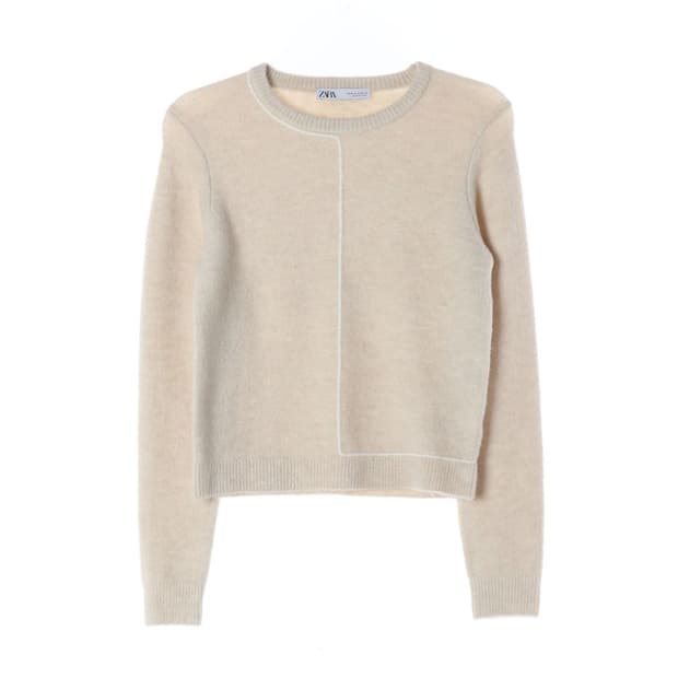 ZARA 오트밀 절개 디테일 울 블렌드 니트 M