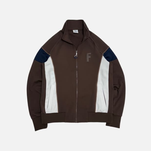 휠라 브라운 배색 플리스 져지 트랙탑