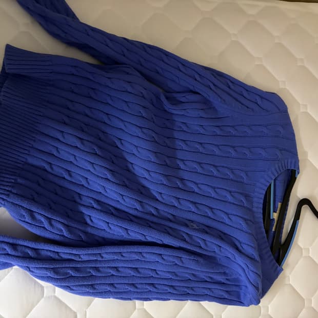 빈폴 케이블 꽈배기 니트 하늘색