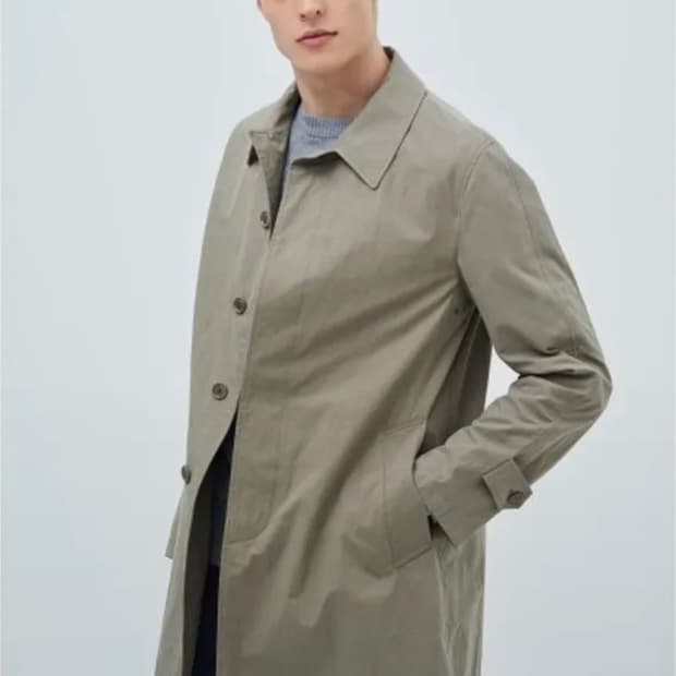 빈폴 카키 솔리드 코튼 맥 코트