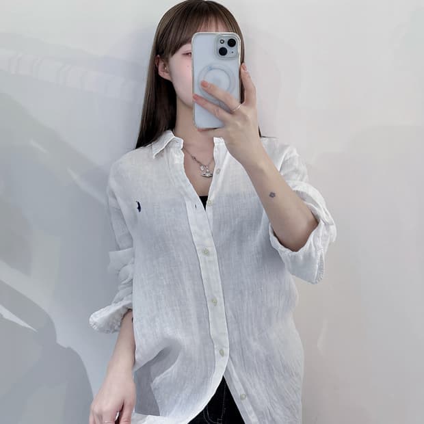 폴로랄프로렌 qr 네이비포니 린넨 셔츠