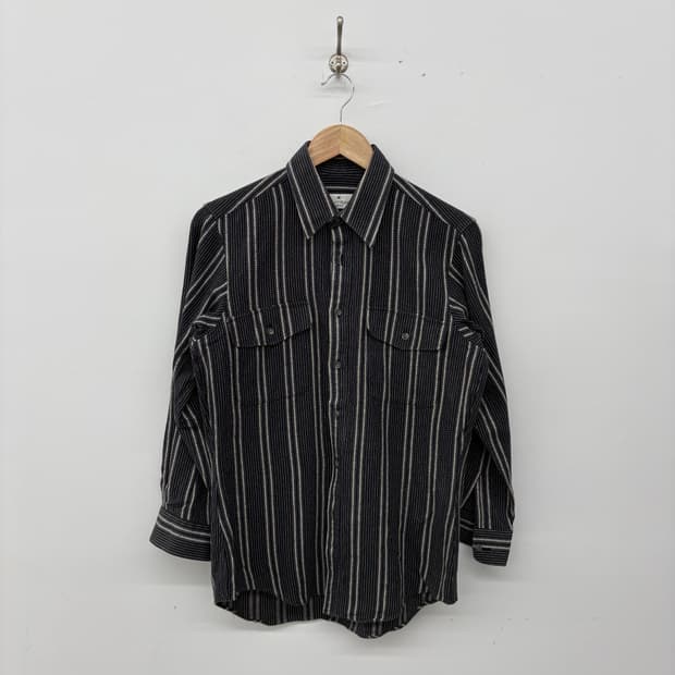 꾸레쥬 블랙 스트라이프 긴팔 셔츠 여성M