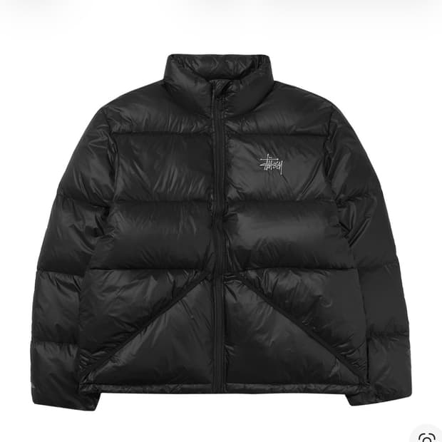 (M, L) 스투시 마이크로 립스탑 다운 자켓 제트 블랙