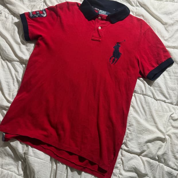 폴로 네이비/레드 빅포니 카라 반팔티