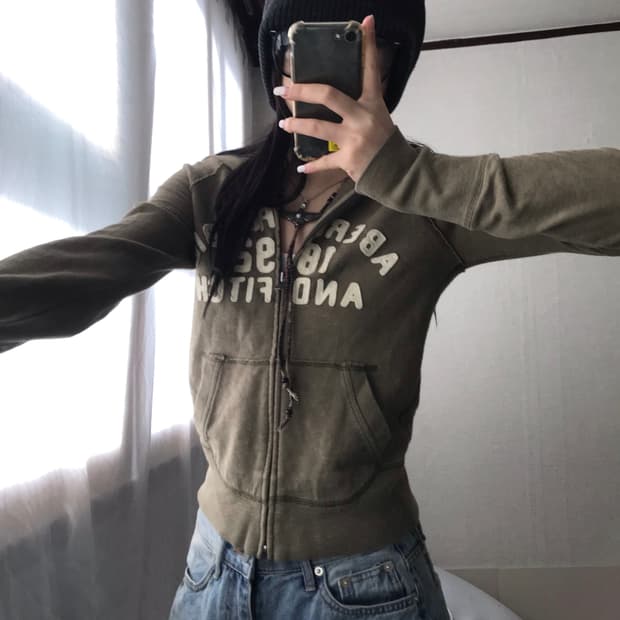 아베크롬비 카키 투웨이 후드집업