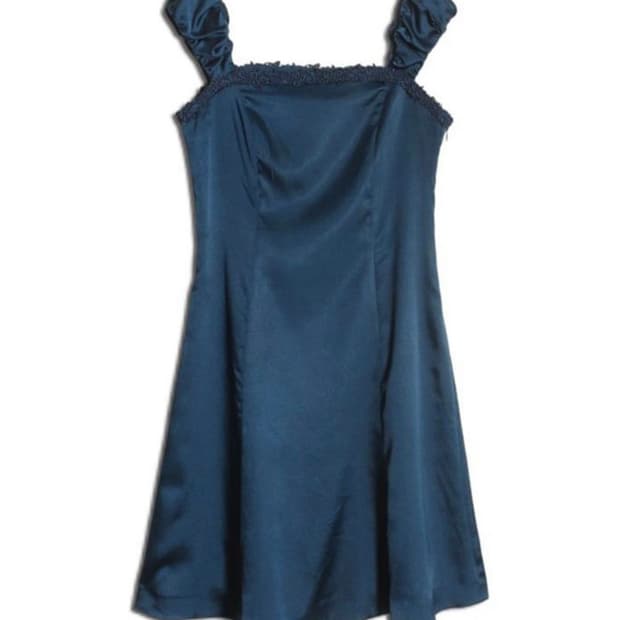ORIENT DRESS 오리엔트드레스 스퀘어넥 셔링 레이스 새틴원피스