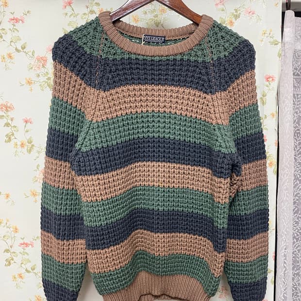 스트라이프 와플 니트