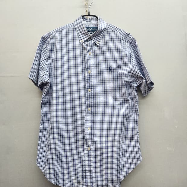 폴로랄프로렌 로고자수 체크 반팔셔츠 S(L)