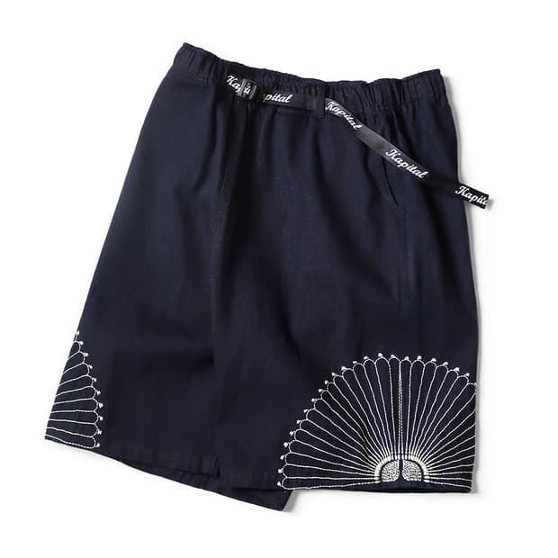 캐피탈 10온즈 IDG x IDG 데님 이지 쇼츠 후로시키 자수 인디고3