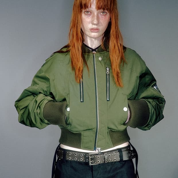 크롭 봄버 자켓 카키