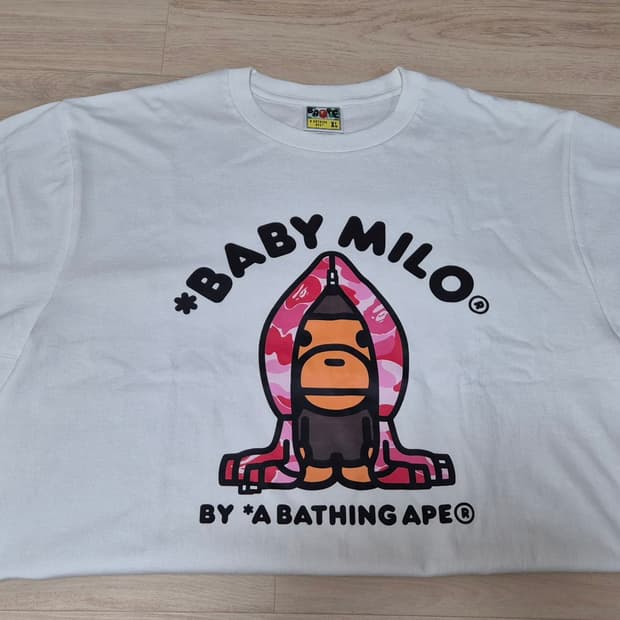 베이프 BAPE ABC 핑크 카모 후드 마일로 반팔 티셔츠 XL