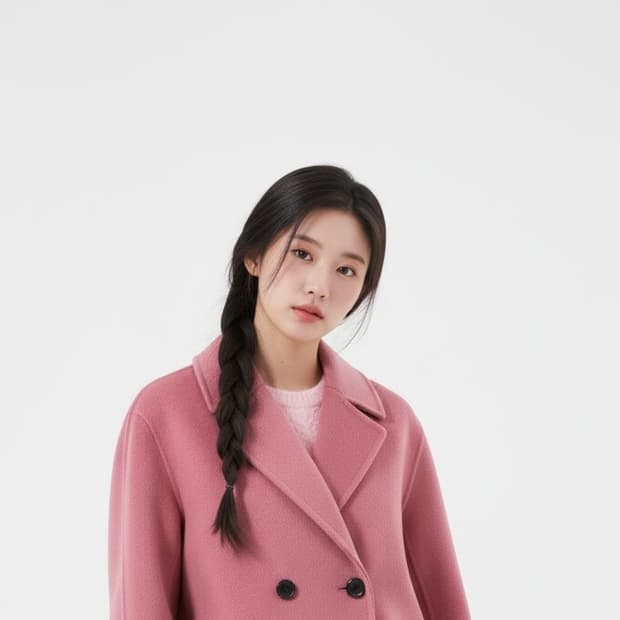 잇미샤 캐시비어 혼방 더블 버튼 롱 코트 S