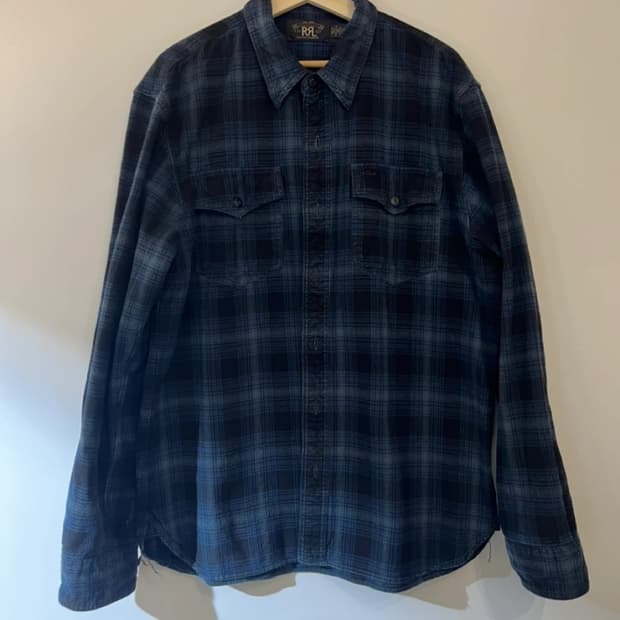 더블알엘 RRL 블루 체크 셔츠 L