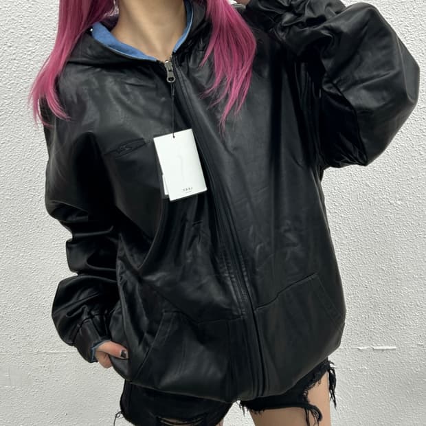 L.E.E.Y 리버시블 가죽 후드자켓 ( 발매가 28만원대 미사용 제품 