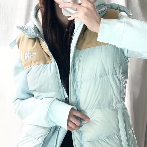 노스페이스 대장템 희귀템 패딩조끼 하늘색 시나모롤